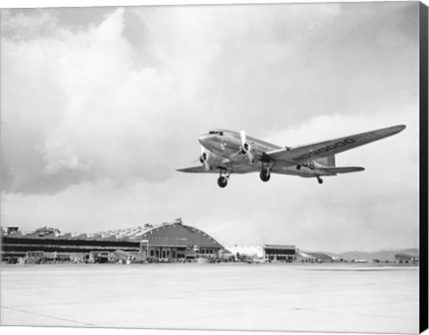 Framed Low angle view of a military airplane landing, Douglas DC-3 Print