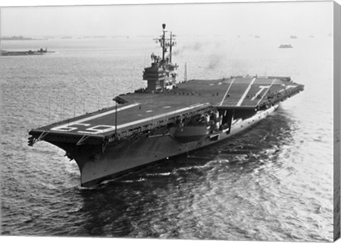 Framed High angle view of an aircraft carrier in the sea, USS Forrestal (CVA-59) Print