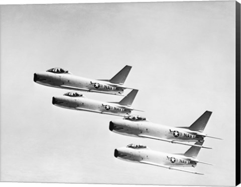 Framed Four military planes flying in a formation Print