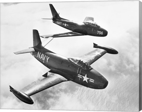 Framed High angle view of two fighter planes in flight Print