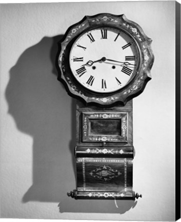 Framed Close-up of clock hanging on wall Print