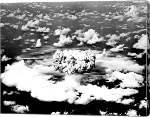 Framed Aerial view of an atomic bomb explosion, Bikini Atoll, Marshall Islands Print