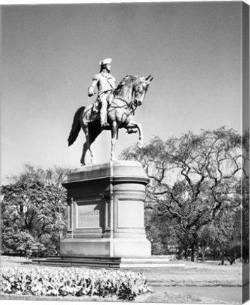 Framed Low angle view of a statue of George Washington, Boston Public Garden, Boston, Massachusetts, USA Print