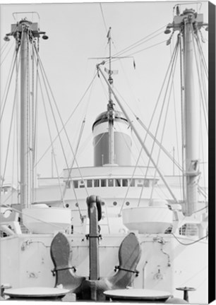 Framed Anchor on deck, passenger ship in the background Print