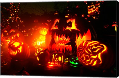 Framed Jack o&#39; lanterns lit at Roger Williams Park Zoo, Rhode Island, USA Print