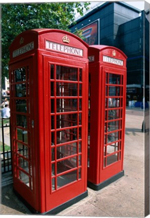 Framed Two telephone booths, London, England Print