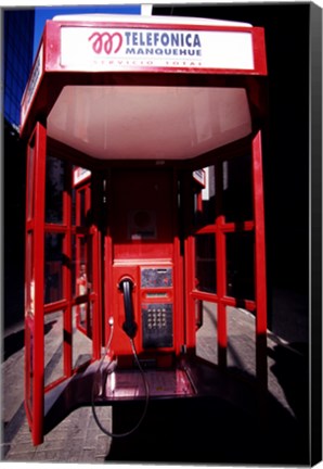 Framed Close-up of a telephone booth, Santiago, Chile Print