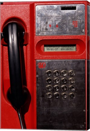 Framed Close-up of a pay phone Print