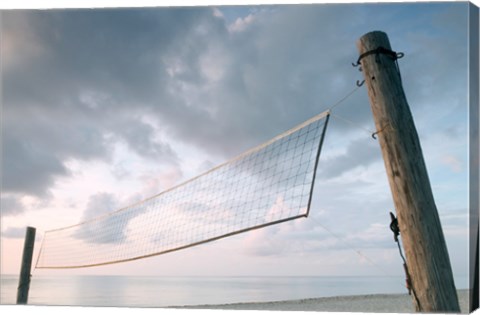 Framed Volleyball net on the beach Print