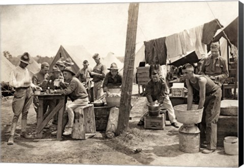 Framed American Soldiers at a Military Camp During World War I, c.1917 Print