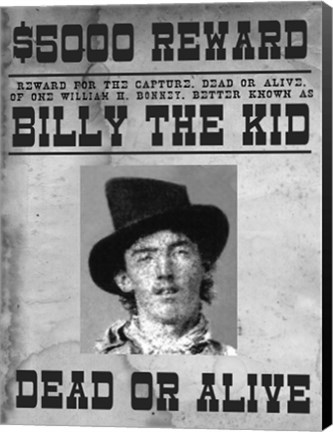 Framed Billy The Kid Wanted Poster Print