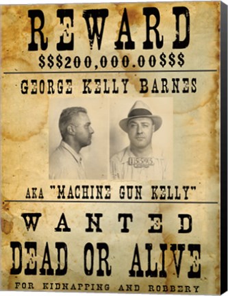Framed Machine Gun Kelly Wanted Poster Print