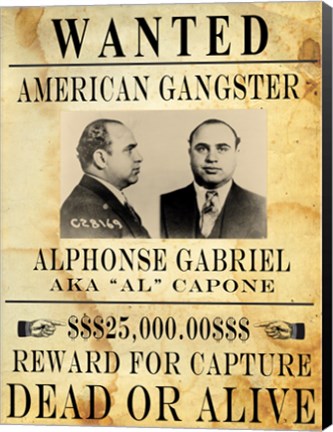 Framed Al Capone Wanted Poster Print