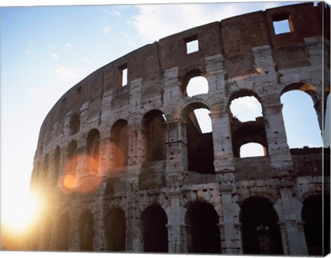 Framed Low angle view of the old ruins of an amphitheater, Colosseum, Rome, Italy Print