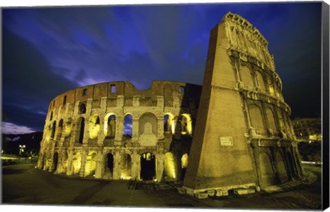 Framed Colosseum lit up at night, Rome, Italy Print