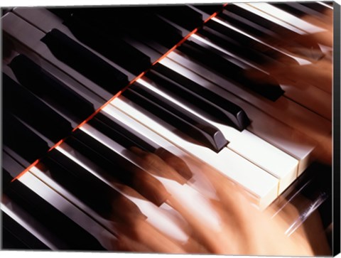 Framed Close-up of a person&#39;s hands playing a piano Print