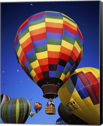 Framed Brightly Colored Hot Air Balloon with Basket Print