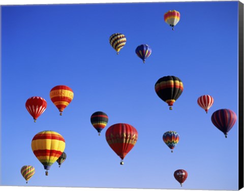 Framed Large Group of Hot Air Balloons Flying Print