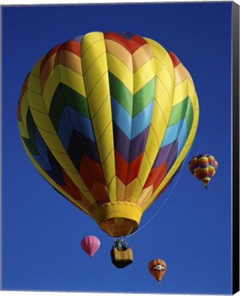 Framed Yellow Rainbow Hot Air Balloon Print