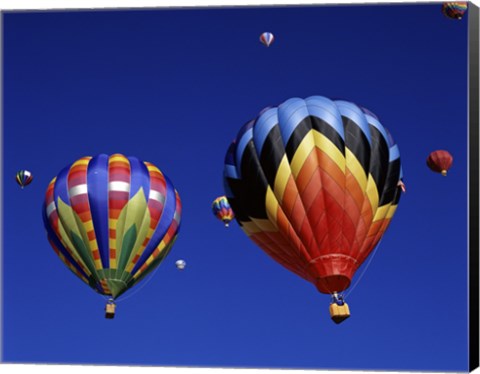 Framed Two Hot Air Balloons Flying Away Together Print