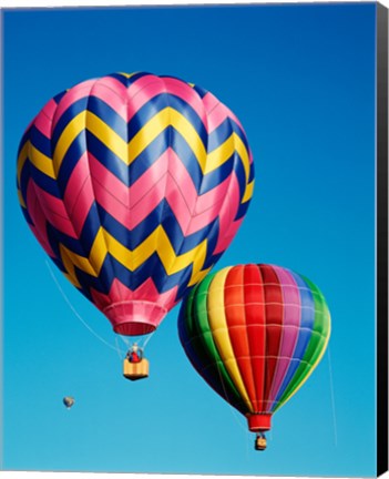 Framed Hot Pink and Navy Blue Air Balloon Floating in the Sky Print