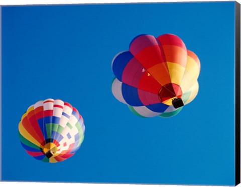 Framed Two Hot Air Balloons Flying Away Print