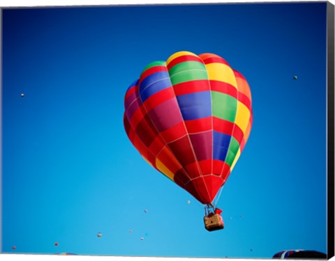 Framed Rainbow Hot Air Balloon with other Hot Air Balloons Far Away Print