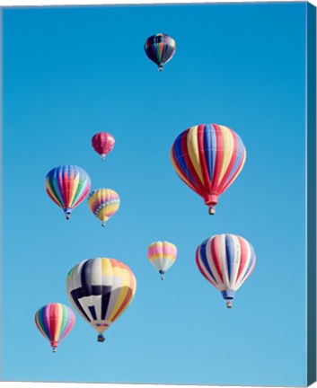 Framed Group of Colorful Hot Air Balloons Print