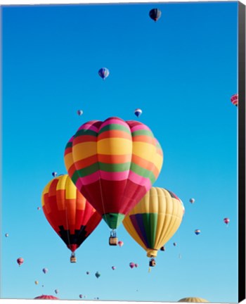 Framed 3 Hot Air Balloons Together with Other Hot Air Balloons in the Background Print