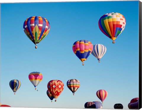 Framed Hot Air Balloons in a Group Floating into the Sky Print