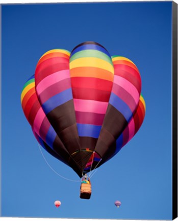 Framed Rainbow Hot Air Balloon Flying Away Print