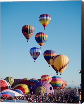 Framed Low Angle View Of Colorful Hot Air Balloons In The Sky , Albuquerque International Balloon Fiesta, Albuquerque, New Mexico, USA Print