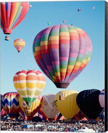 Framed Low angle view of hot air balloons in the sky, Albuquerque International Balloon Fiesta, Albuquerque, New Mexico, USA Print