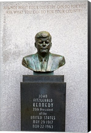 Framed JFK Bust by Evangelos Frudakis at Kennedy Plaza, Boardwalk, Atlantic City, New Jersey, USA Print