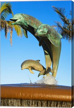 Framed Dolphin Fountain on Stearns Wharf, Santa Barbara Harbor, California, USA Sculpture Print