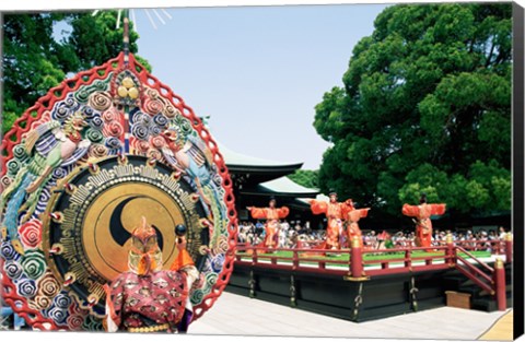 Framed Decorative drum in front of a building, Meiji Jingu Shrine, Tokyo, Japan Print