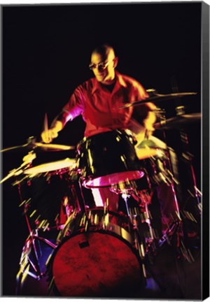 Framed Young man playing the drums Print