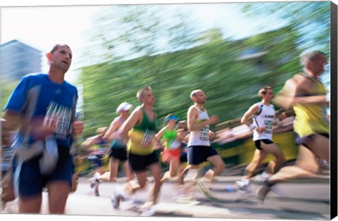 Framed Group of people running in a marathon, London, England Print