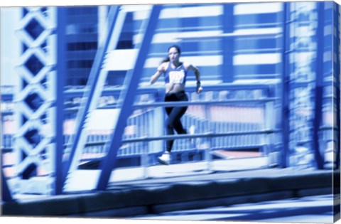 Framed Young woman running Print