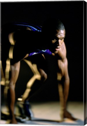 Framed Close-up of a track runner in the starting position Print