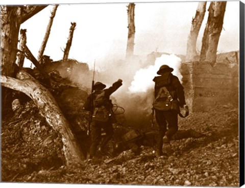 Framed Two American Soldiers Storming a Bunker Print