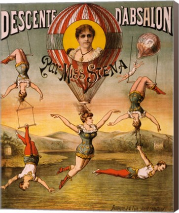 Framed Descente d&#39;Absalon par Miss Stena, Circus Poster, 1890 Print