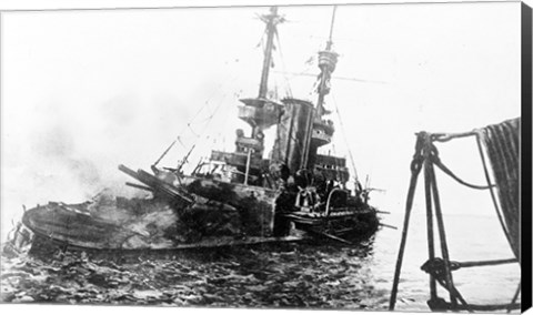 Framed HMS Irresistible Abandoned March 18,1915 Print