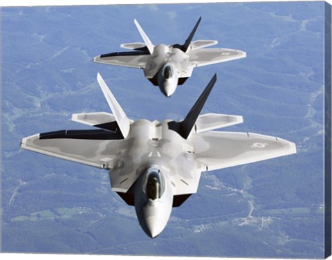 Framed Two F-22A Raptor in Column Flight Print