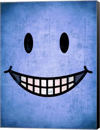 Framed Hang up a Smile (blue) Print