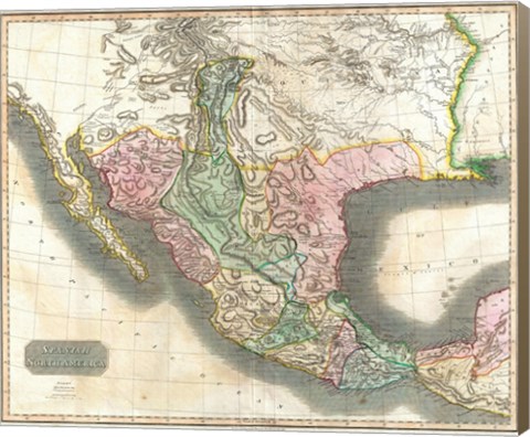 Framed 1814 Thomson Map of Mexico and Texas Print