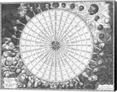 Framed Anemographic Sailors Wind Chart, 1650 Print