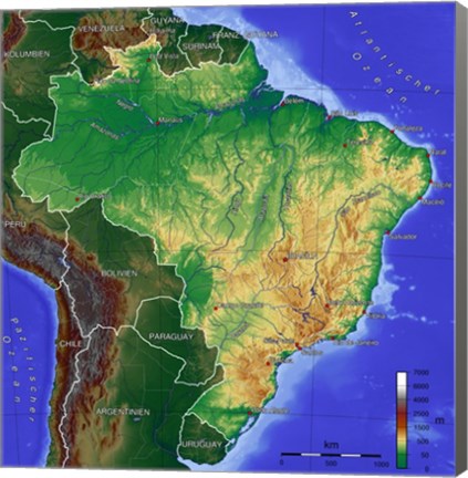 Framed Brasilien Map Print