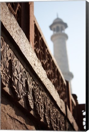 Framed Close up of Carving at the Taj Mahal, Agra, Uttar Pradesh, India Print
