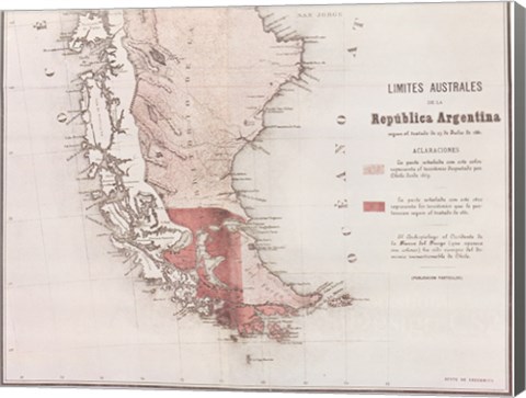 Framed Map of Argentina Print